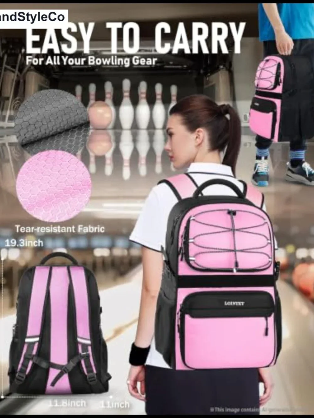Bowling Ball Backpack with Shoe Tote Bag, Padded Ball Holder, Waterproof Nylon,